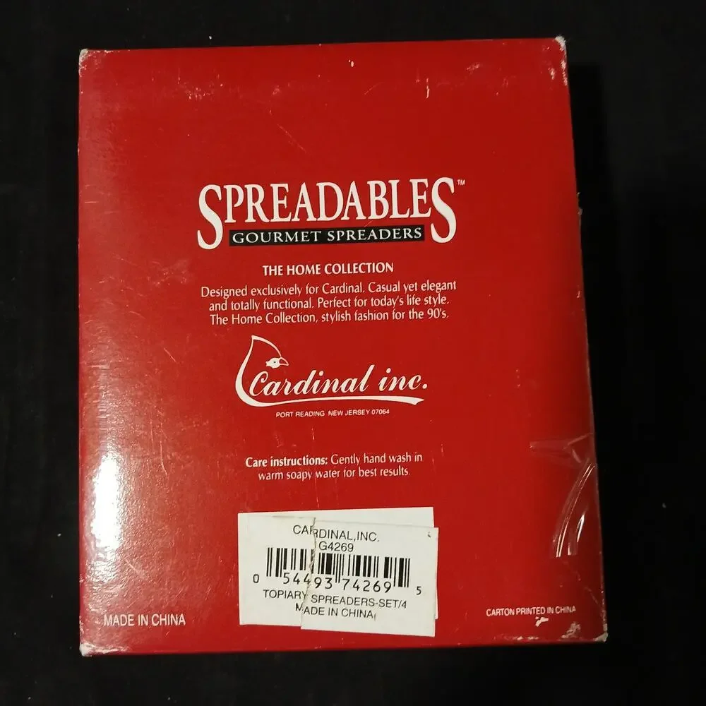 Spreadables Gourmet Spreaders By Cardinal Inc Cir 1990's Topiary Shape Set Of...